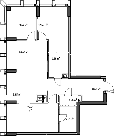 Планировка — Мод, 4-комн., 86 м²