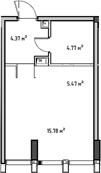 Планировка — Мод, Студия, 30 м²