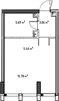 Планировка — Мод, Студия, 30 м²