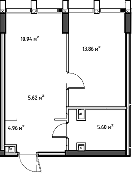 Планировка — Мод, 2-комн., 41 м²