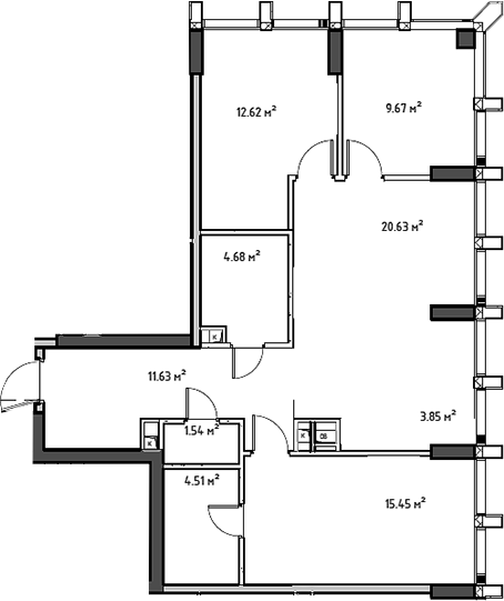 Планировка — Мод, 4-комн., 86 м²