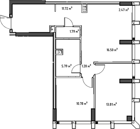 Планировка — Мод, 3-комн., 65 м²