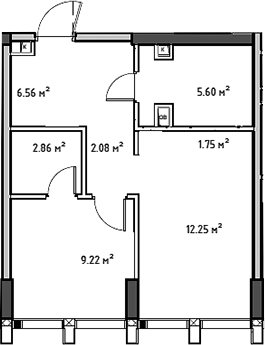 Планировка — Мод, 2-комн., 40 м²
