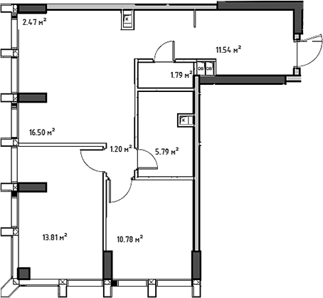 Планировка — Мод, 3-комн., 65 м²