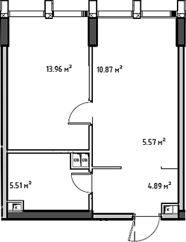 Планировка — Мод, 2-комн., 41 м²