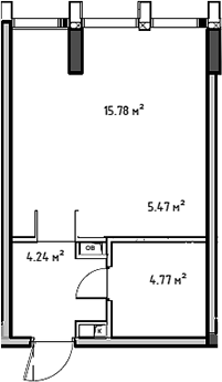 Планировка — Мод, Студия, 30 м²