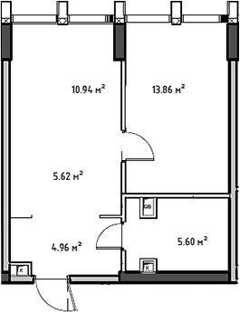 Планировка — Мод, 2-комн., 41 м²