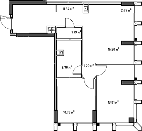 Планировка — Мод, 3-комн., 62 м²