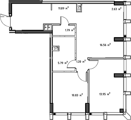 Планировка — Мод, 3-комн., 66 м²