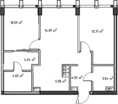 Планировка — Мод, 3-комн., 62 м²