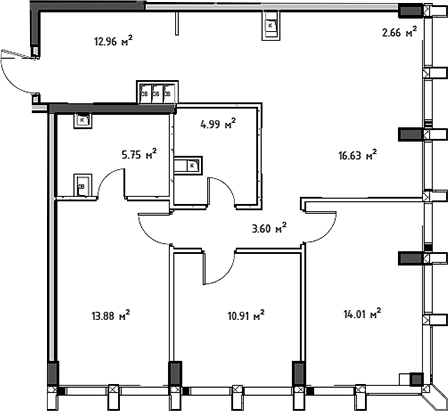 Планировка — Мод, 4-комн., 86 м²