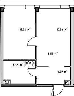 Планировка — Мод, 2-комн., 41 м²