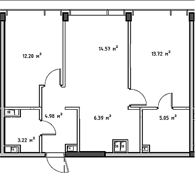 Планировка — Мод, 3-комн., 62 м²