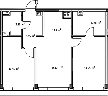 Планировка — Мод, 3-комн., 62 м²