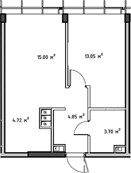 Планировка — Мод, 2-комн., 41 м²