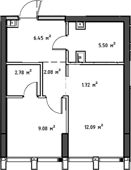 Планировка — Мод, 2-комн., 40 м²