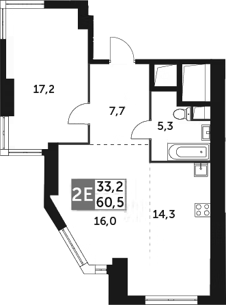Планировка — Архитектор, 2-комн., 61 м²
