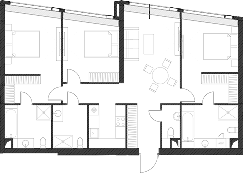 Планировка — Дом Дау, 1-комн., 111 м²