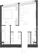 Планировка — Дом Дау, 1-комн., 54 м²