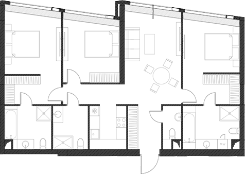 Планировка — Дом Дау, 1-комн., 111 м²