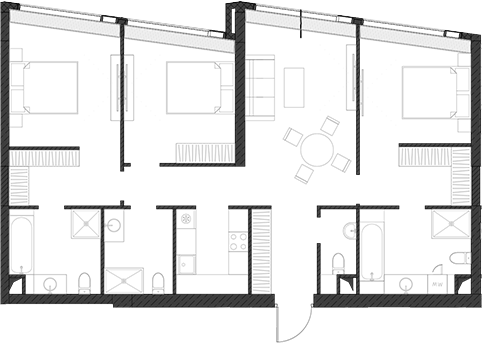 Планировка — Дом Дау, 1-комн., 111 м²