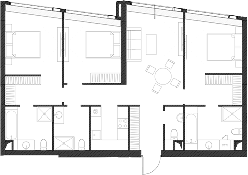 Планировка — Дом Дау, 1-комн., 111 м²