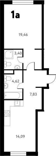 Планировка — Южное Пушкино, 2-комн., 50 м²