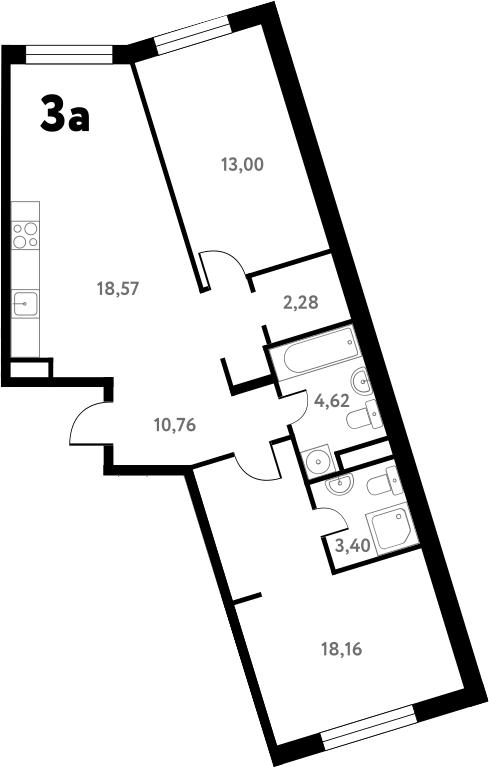 Планировка — Южное Пушкино, 3-комн., 71 м²