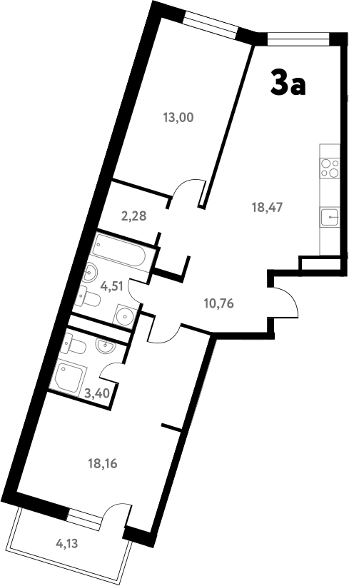 Планировка — Южное Пушкино, 3-комн., 71 м²