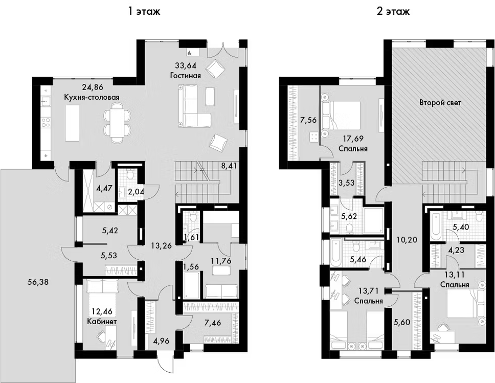 Планировка — Коттеджный поселок Сабурово Клаб, 6-комн., 239 м²