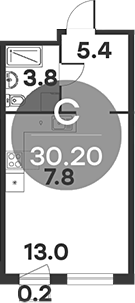 Планировка — Равновесие, Студия, 30 м²