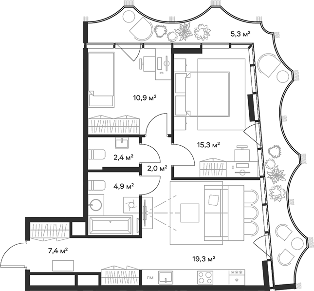 Планировка — Союз, 3-комн., 62 м²