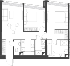 Планировка — Дом Дау, 1-комн., 83 м²