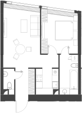 Планировка — Дом Дау, 1-комн., 54 м²