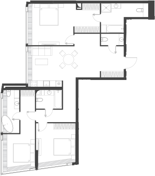 Планировка — Дом Дау, 1-комн., 123 м²