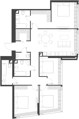 Планировка — Дом Дау, 1-комн., 130 м²