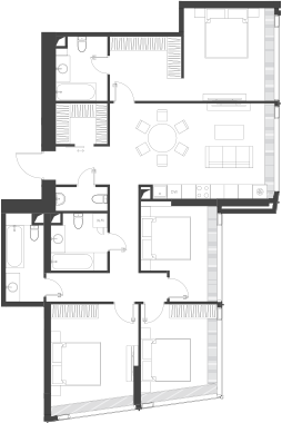 Планировка — Дом Дау, 1-комн., 130 м²