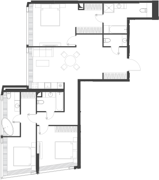 Планировка — Дом Дау, 1-комн., 123 м²