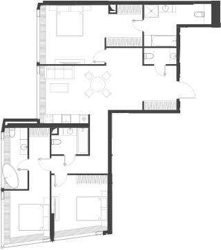 Планировка — Дом Дау, 1-комн., 123 м²