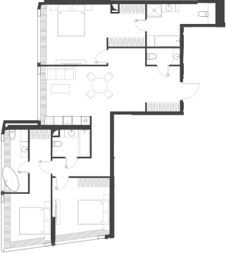 Планировка — Дом Дау, 1-комн., 123 м²