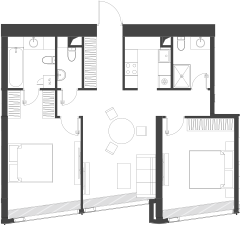 Планировка — Дом Дау, 1-комн., 79 м²