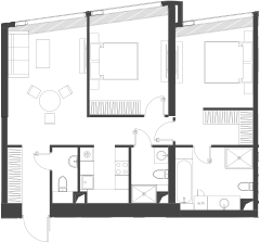 Планировка — Дом Дау, 1-комн., 81 м²