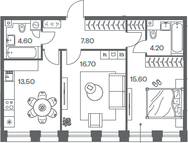 Планировка — INJOY, 2-комн., 62 м²