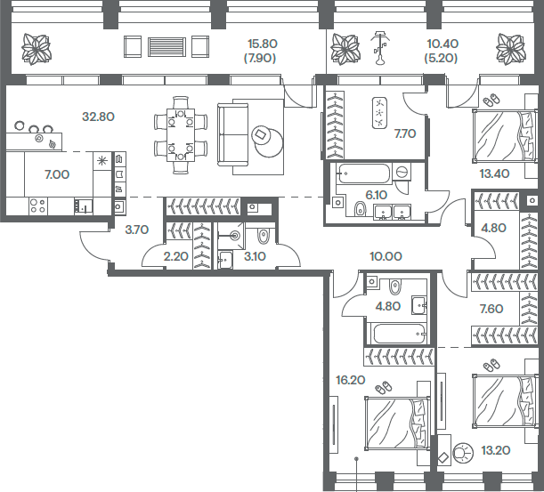 Планировка — INJOY, 4-комн., 146 м²
