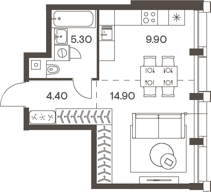 Планировка — INJOY, Студия, 35 м²