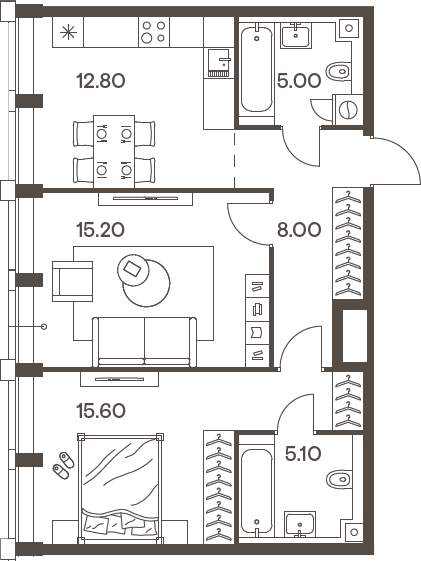 Планировка — INJOY, 2-комн., 62 м²