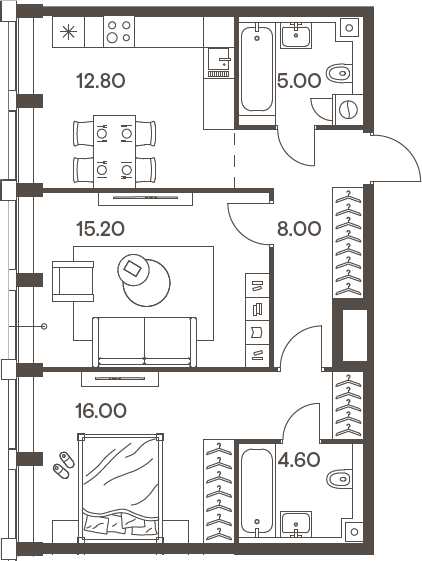 Планировка — INJOY, 2-комн., 62 м²