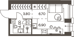 Планировка — INJOY, Студия, 21 м²