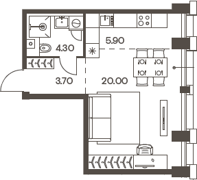 Планировка — INJOY, Студия, 34 м²