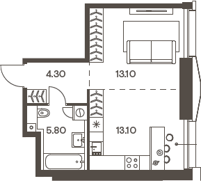 Планировка — INJOY, Студия, 36 м²
